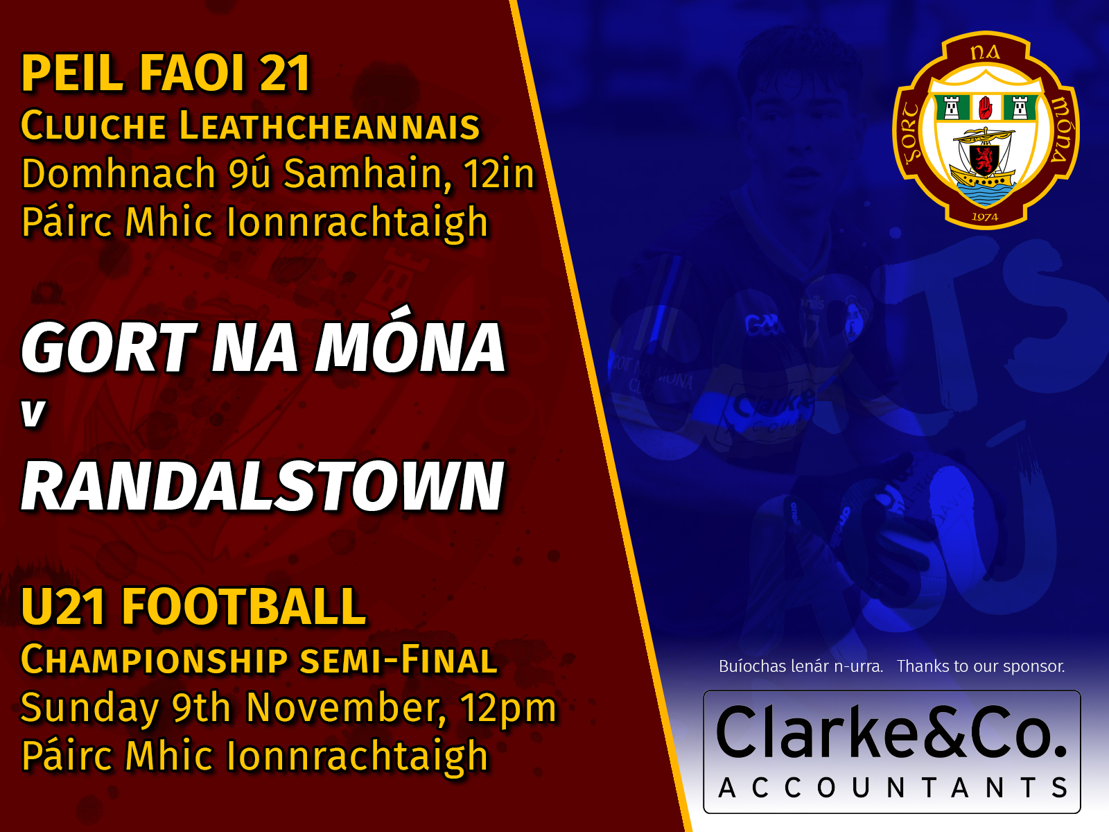 U21 footballers v Randalstown