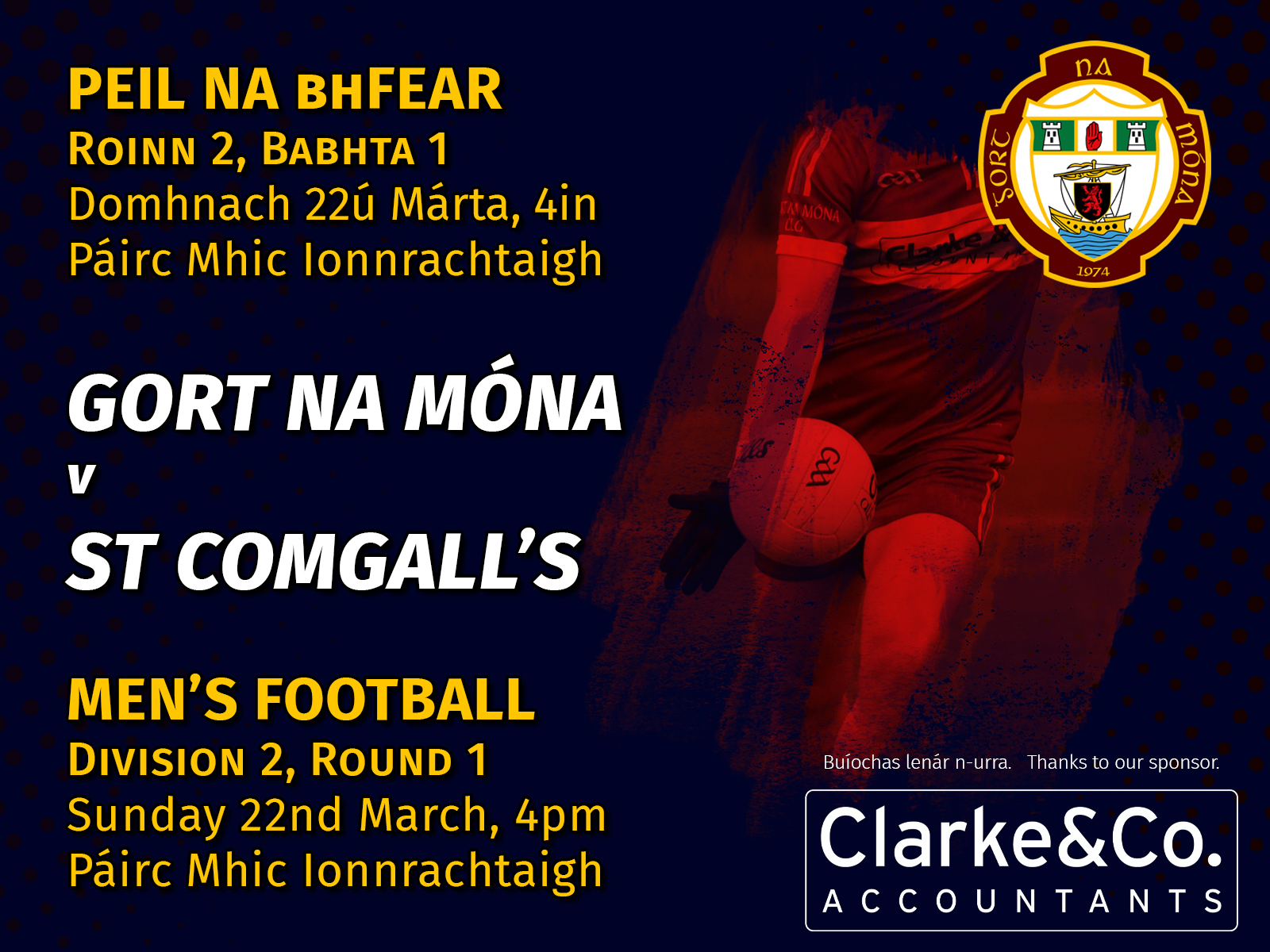 Senior men’s footballers v St Comgall’s