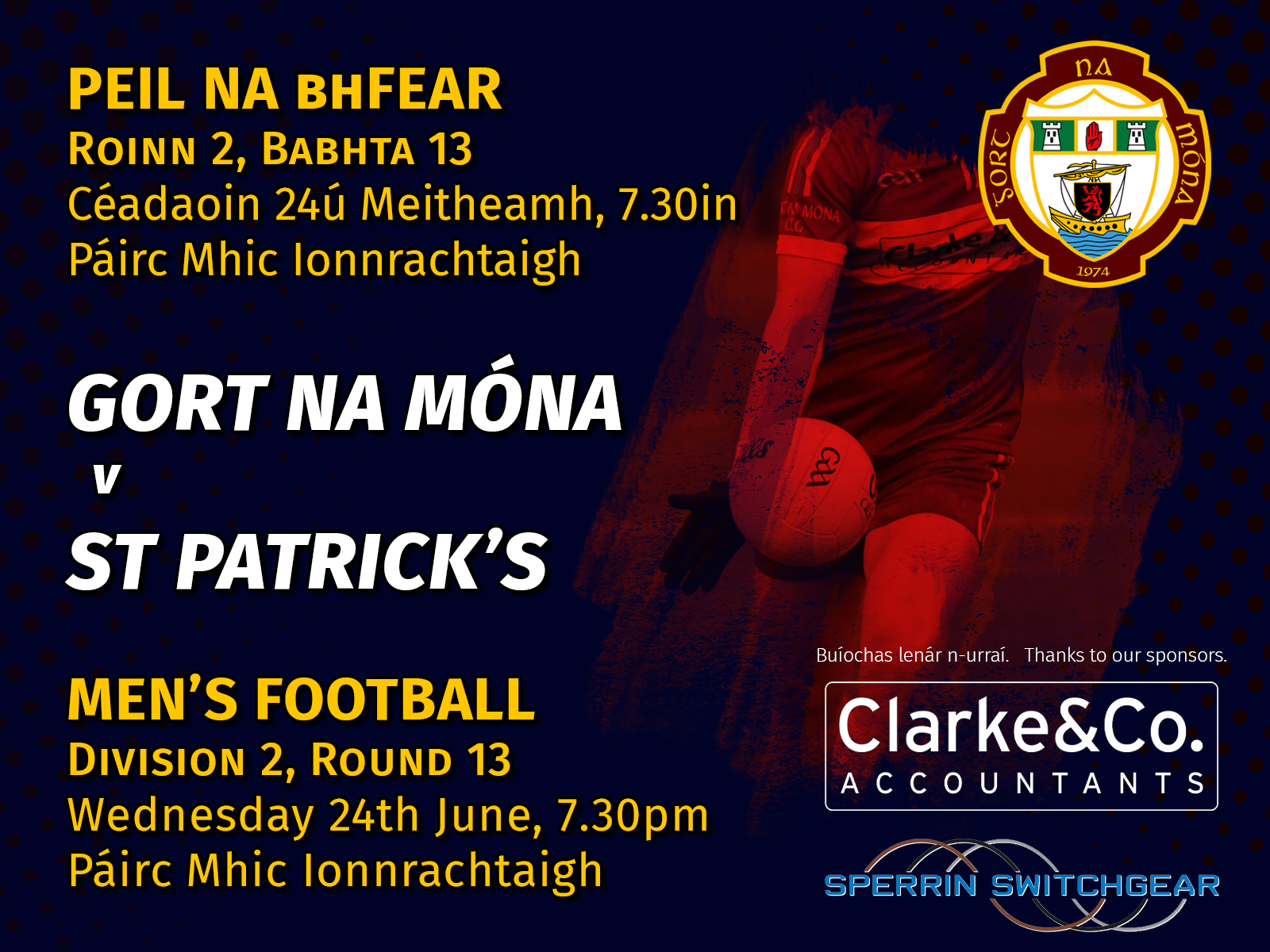 Senior men’s footballers v St Patrick’s